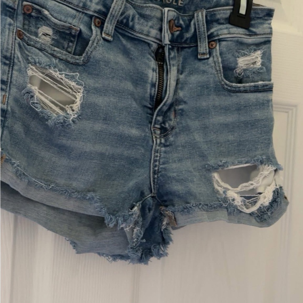American Eagle Outfitters Light Blue Distressed Jean Shorts